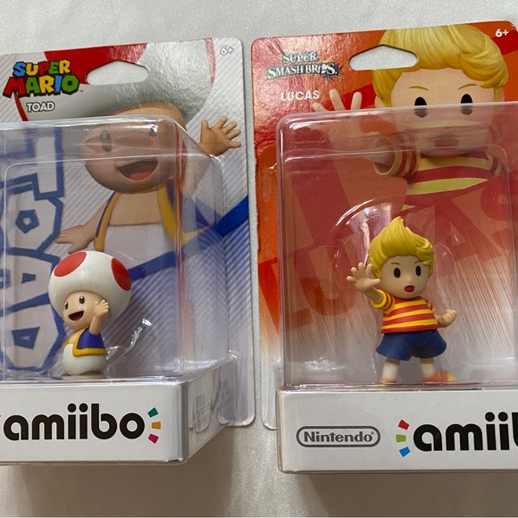 Nintendo Amiibo 2 piece Toad & Lucas 2015 NOS in original factory Sealed - Picture 3 of 11